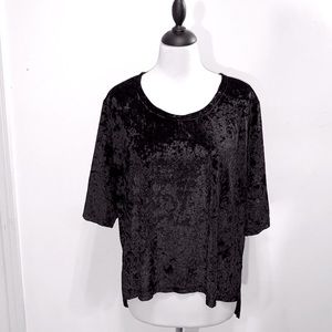 POL Boxy Black Crushed Velvet Top, M